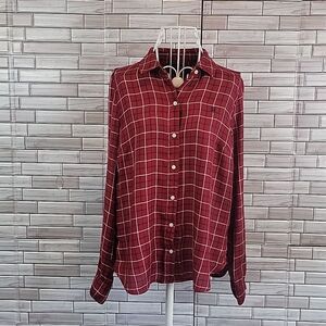 Tommy Hilfiger womens plaid button-down shirt Size M
